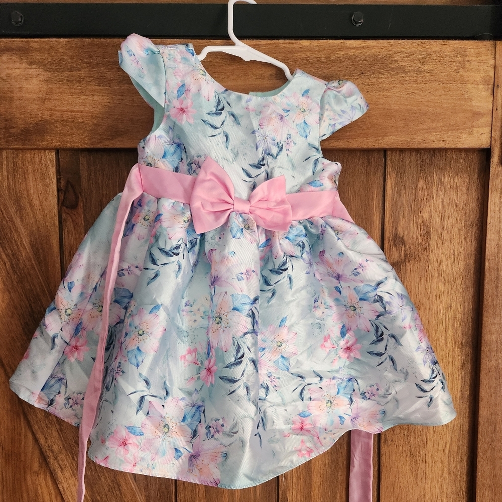 Floral Dress with Pink Bow